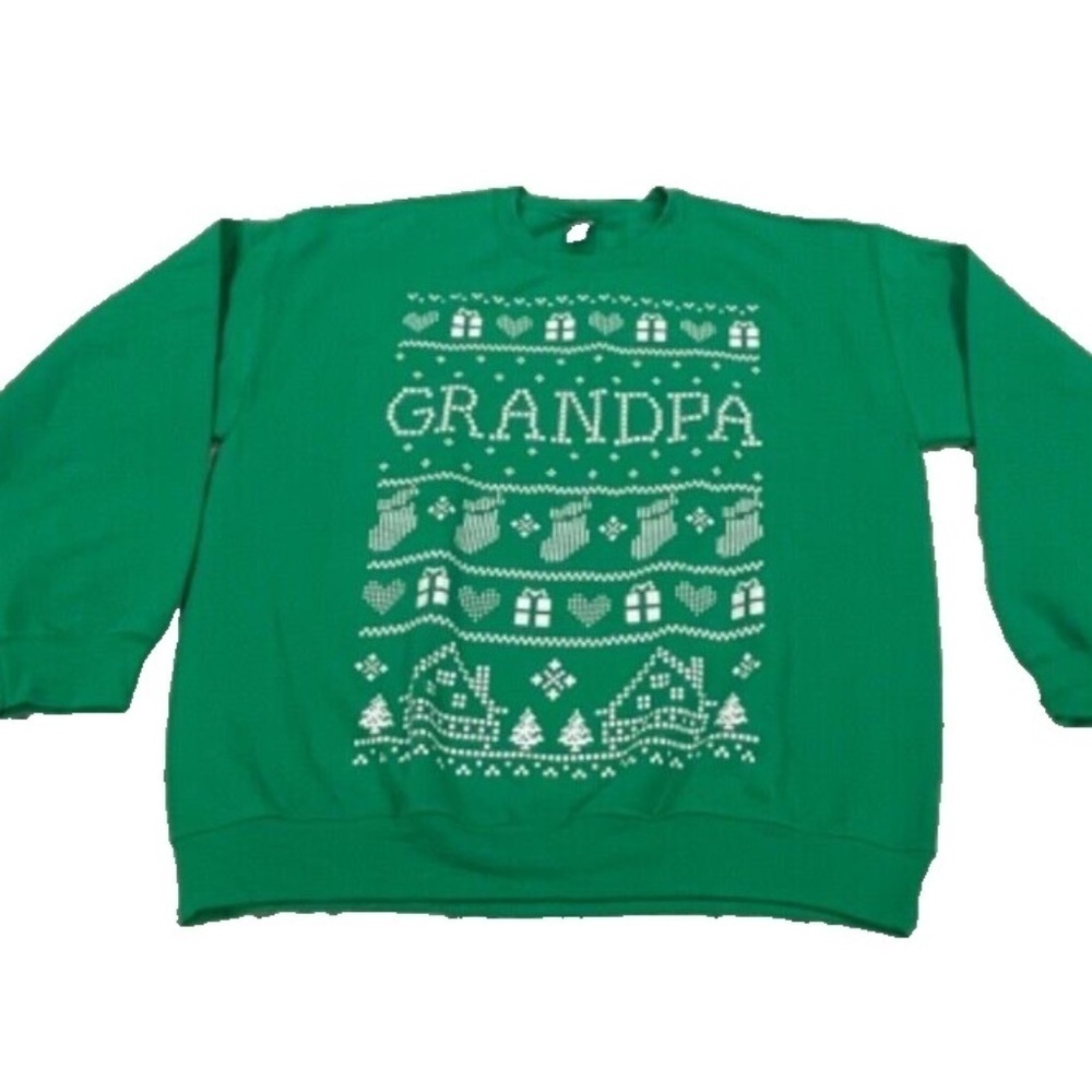 Gildan‎ GRANDPA Men's Graphic Print Christmas Sweatshirt; Green; Size L; NWOT